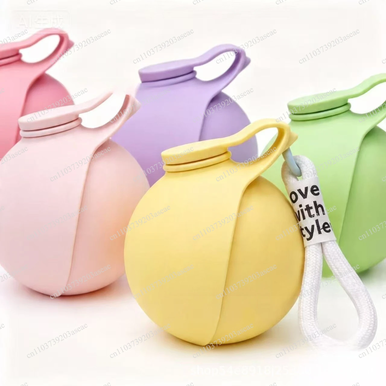 New 304 stainless steel kettle round out water cup sling hook folding silicone