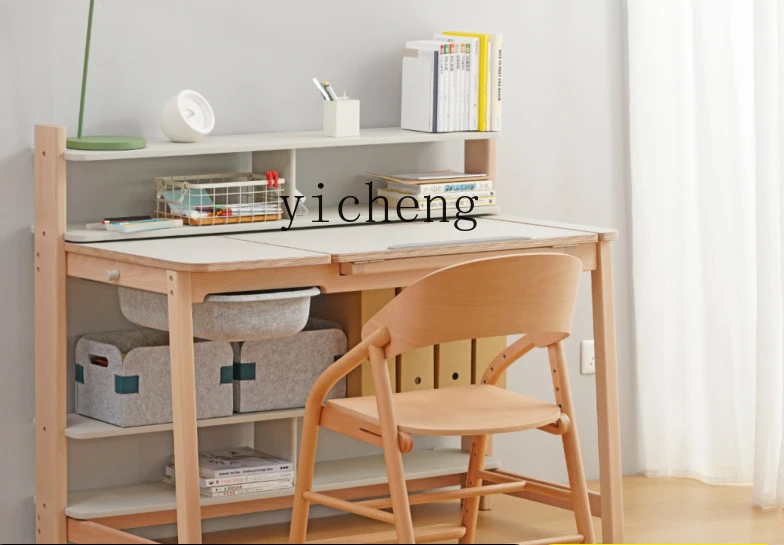 

TQH Study Table Modern Simple Retractable Desktop Integrated Bookcase