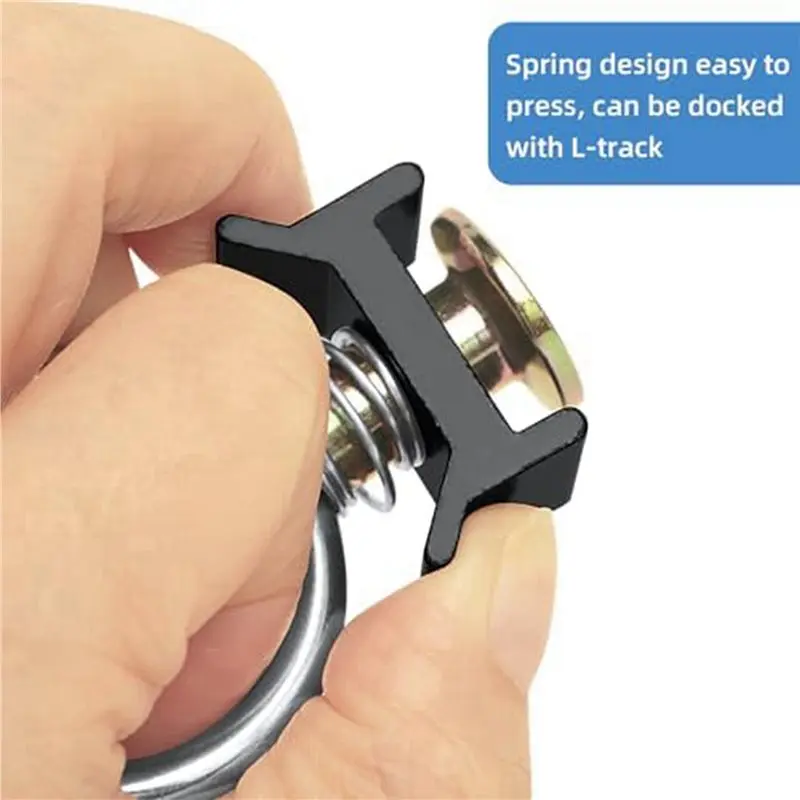 A11M-24PCS Single Stud Fitting L Track 4,000LB Capacity With Stainless Steel Round Ring Aluminum Keeper Cargo Control,Black