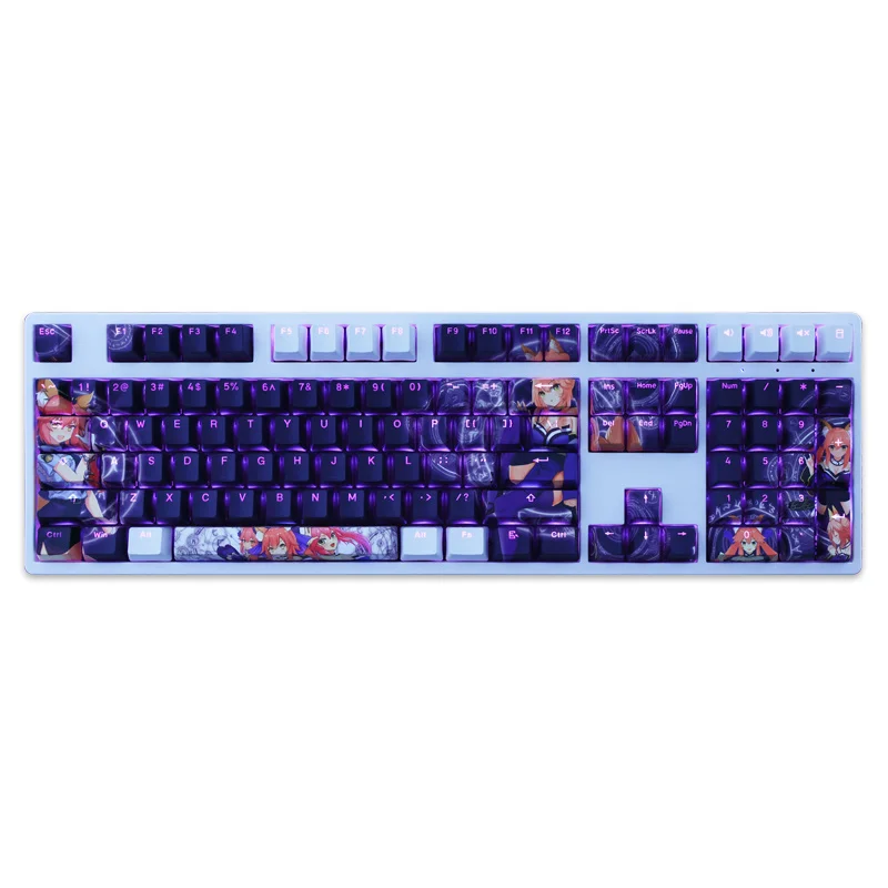 1 Bộ PBT Dye Subbed Keycaps 2 Chiều Hoạt Hình Anime Chìa Khóa Mũ OEM Profile Backlit Keycap Cho Fate/Extra FGO Tamamo Không Mae