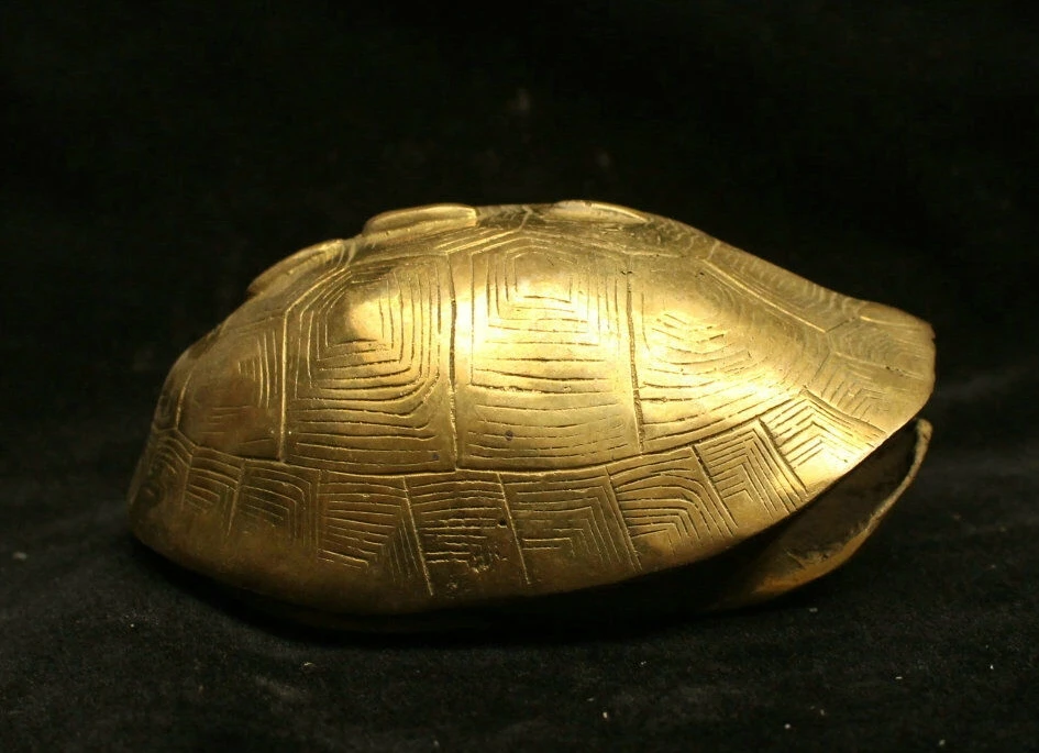 

Chinese Folk Fengshui Brass Animal tortoise Turtle Shell Statue