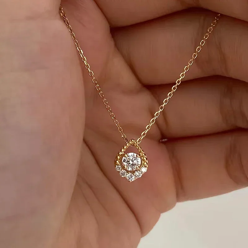 FCGJHW D VVS1 0.5CT Moissanite Necklace for Women Mermaid's Tears Pendant Wedding Party Jewelry S925 Sterling Silver Gifts 2026