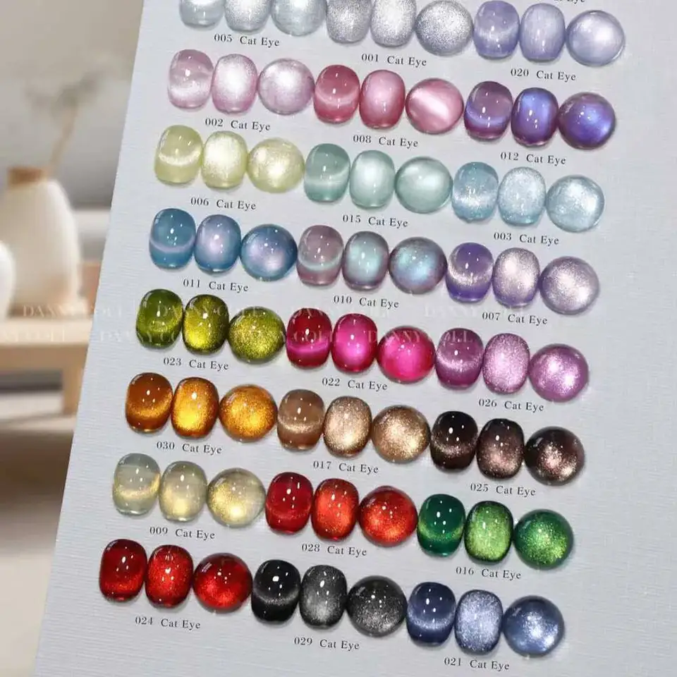 Set de esmaltes en gel efecto ojo de gato con imán, colección nueva, incluye display gratis, 30 piezas de 15 ml, acabado magnético 9D 5
