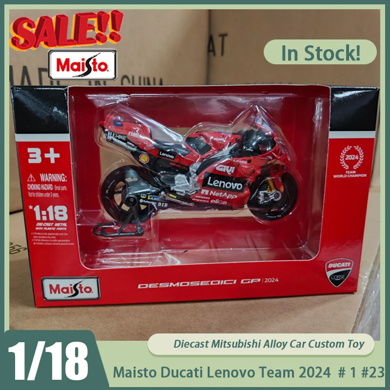 

Новинка на складе Maisto 1:18 Чемпион Ducati Lenovo Team 2024. # 1 # 23, миниатюрные литые под давлением украшения из сплава для мотоцикла Ducati, игрушка на заказ