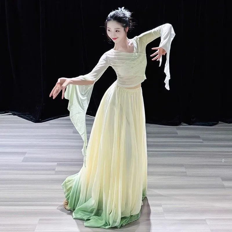 Women Classical Dance Suit Stage Performance Practice Costume Ancient Chinese Dancewear Hanfu Folk Outfit Cosplay Full Set view 5