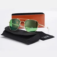 Gafas de sol de piloto para hombre, marca AO, diseño militar del ejército americano, lentes ópticas de cristal, gafas de sol masculinas