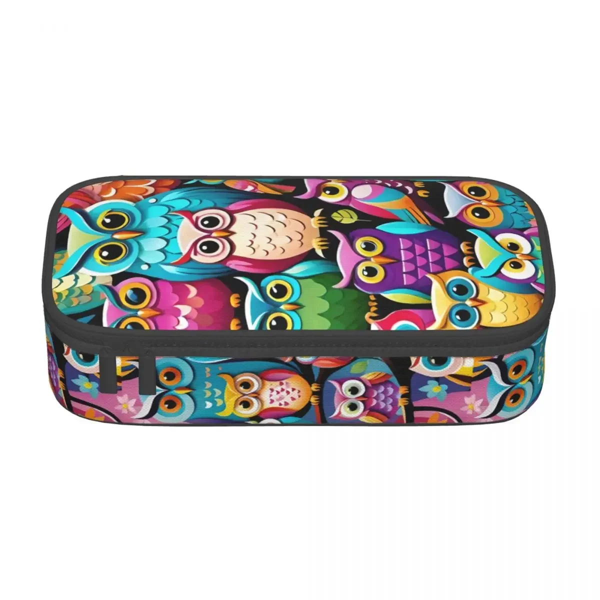 Funny Colourful Creative Owl Printed Korean Pencil Cases Girl Boy Large Capacity Pencil Box Students Stationery
