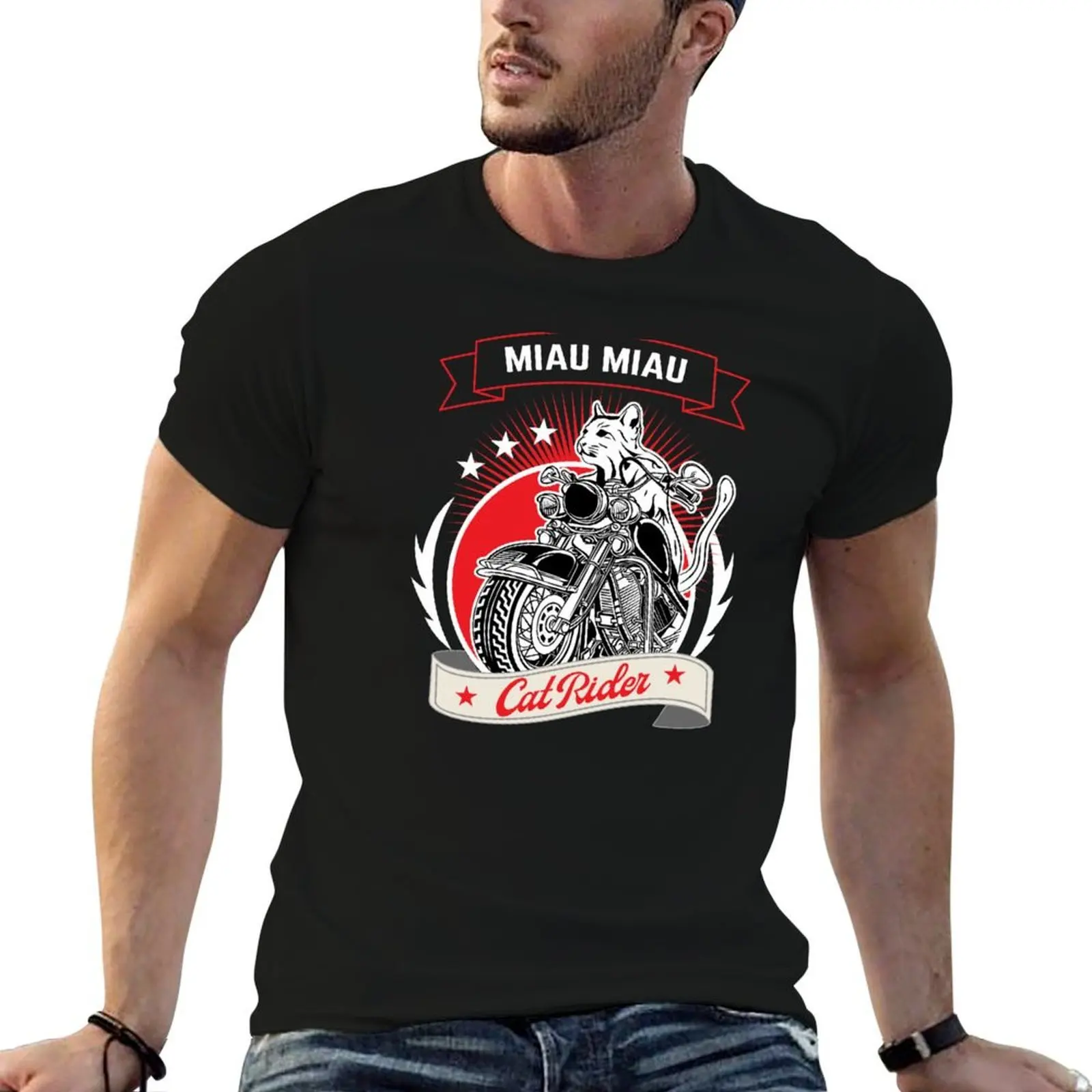 

Cat on a motorcycle T-Shirt t shirts for man cotton soft cotton t shirts high quality T-Shirt