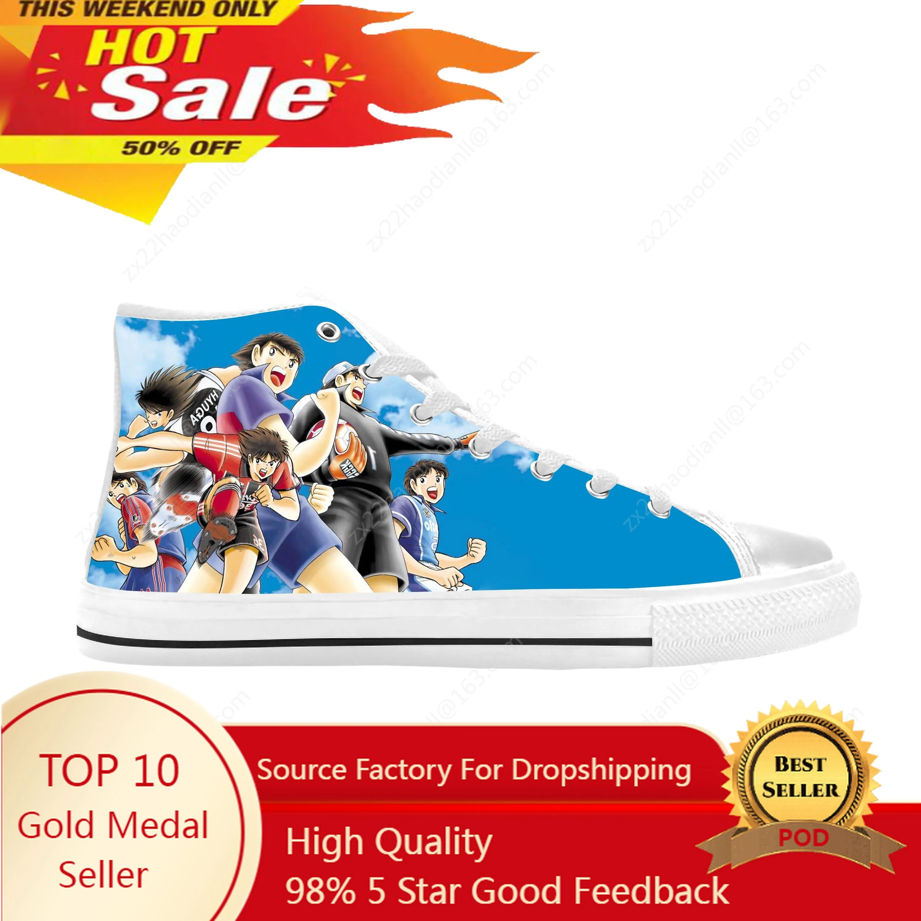 

Anime Manga Cartoon Captain Tsubasa Ozora Tsubasa Casual Cloth Shoes High Top Comfortable Breathable 3D Print Men Women Sneakers