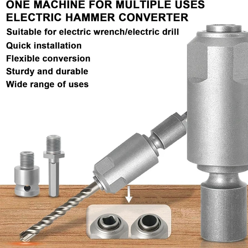 Electric Wrench To Hammer Adapter,1/2 Conversion Head Connector Rod Electric Hammer Drill