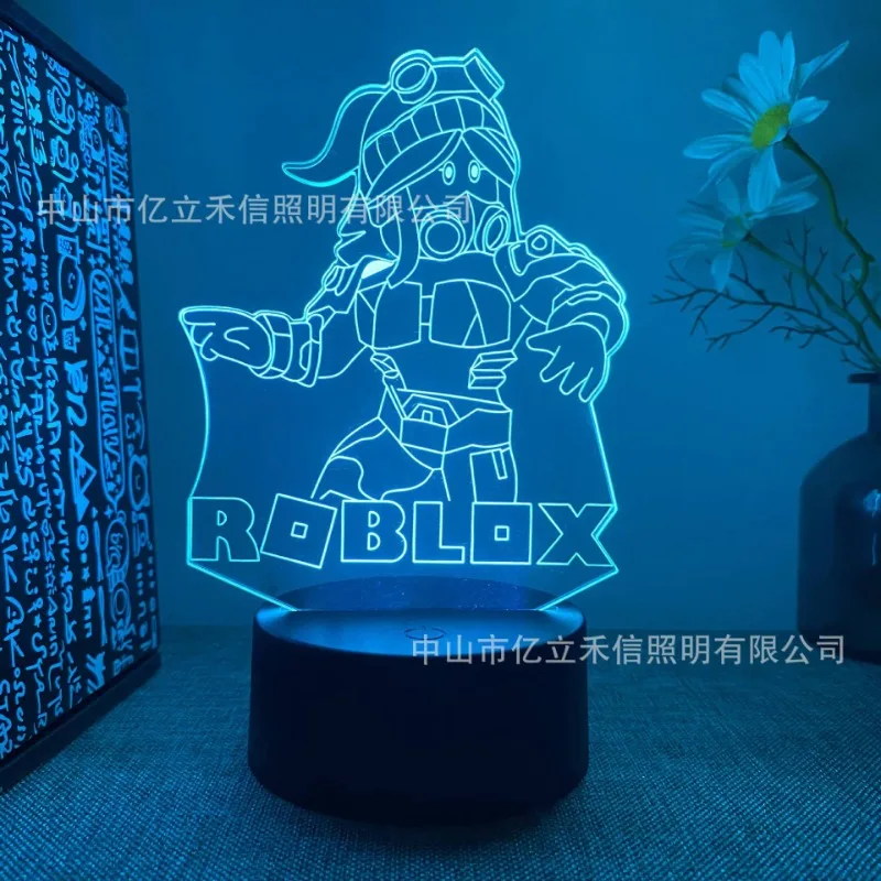 Game Peripheral Roblox Figure 3D Night Light Cartoon with Remote Acrylic Decorative Ornaments Room Table Lamp Creative Gifts