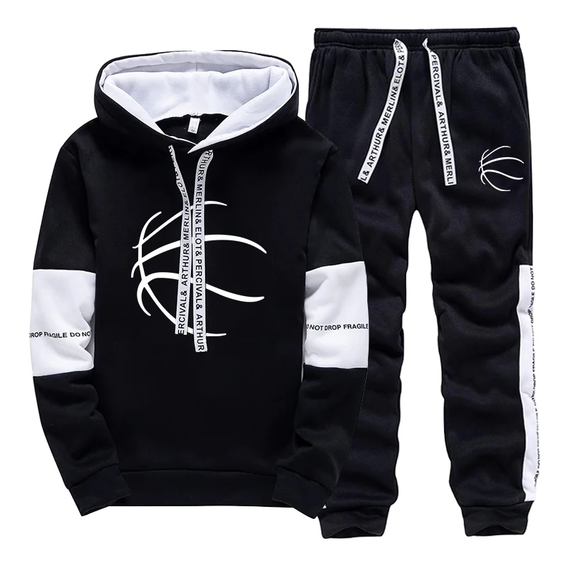 

American Popular Streetwear Hooded Sweatshirts Jogger Pants High Quality Mens Autumn Casual Sportswear Male Basketball Hoodies