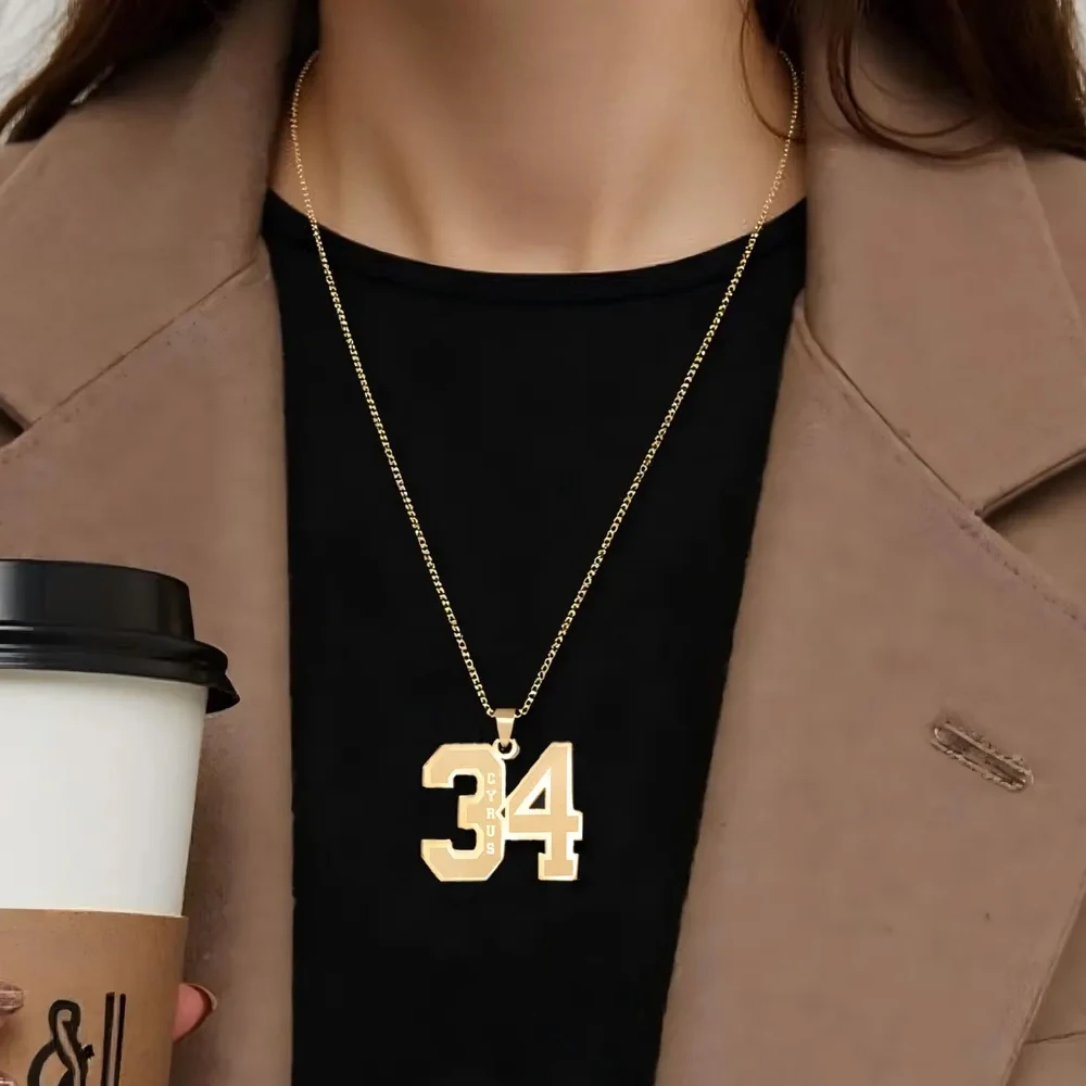 Engraved Number Necklace with Name Personalized Sport Player Pendant Baseball Pendant Sports Team Number Year Lucky Charm Gifts