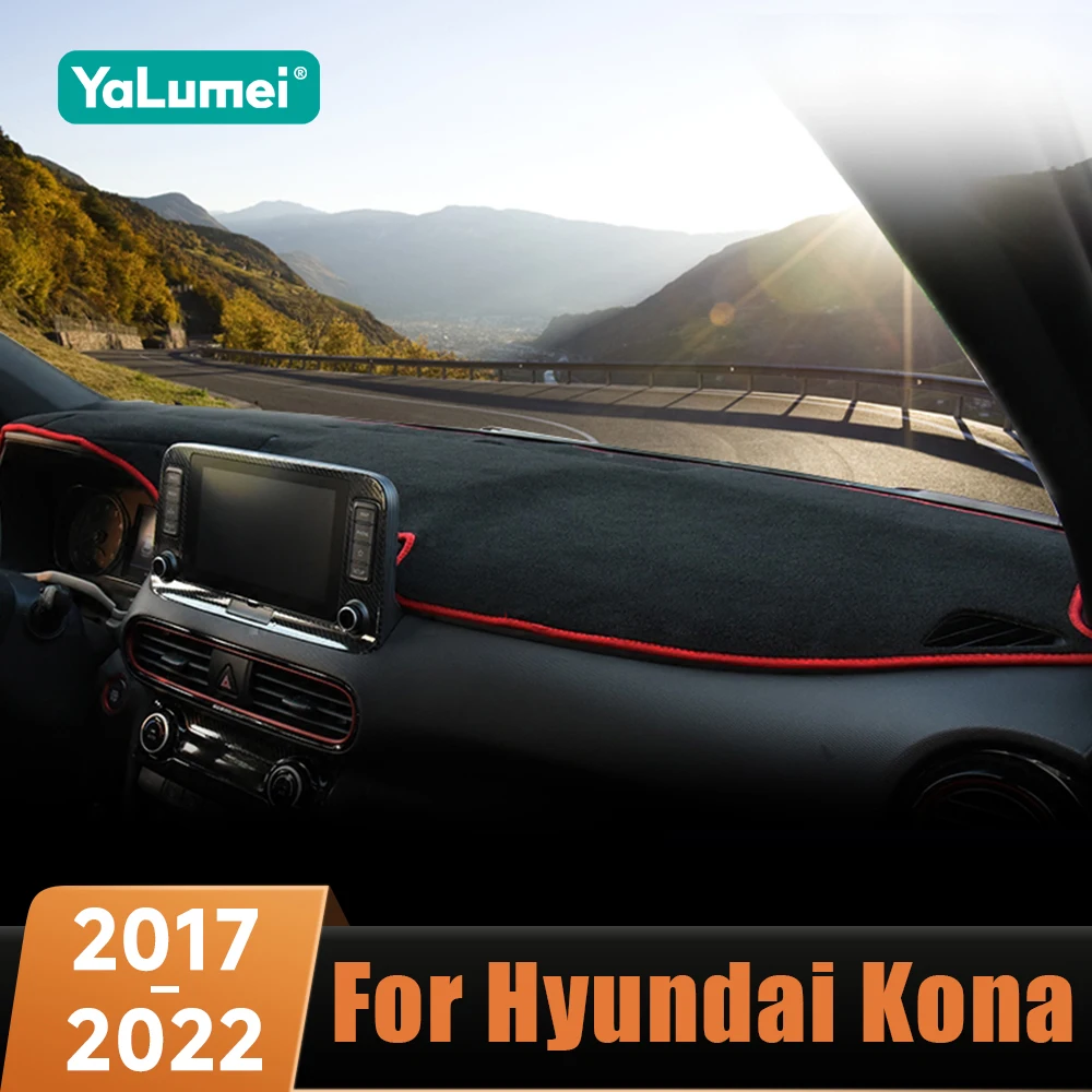 Car Accessories For Hyundai Kona N Line 2017 2018 2019 2020 2021 2022 Dashboard Cover Avoid Light Pad Sun Shade Anti-UV Carpets