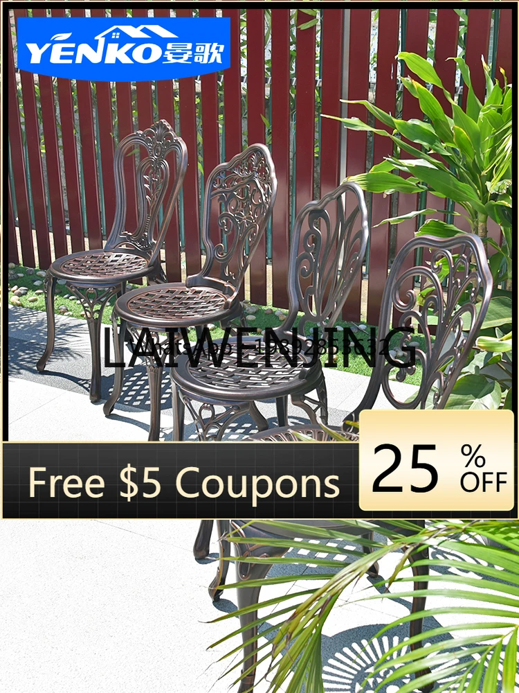 

9 Cast Aluminum Small Apartment Iron Balcony Reading Three-Piece Tables and Chairs Combination Full Set