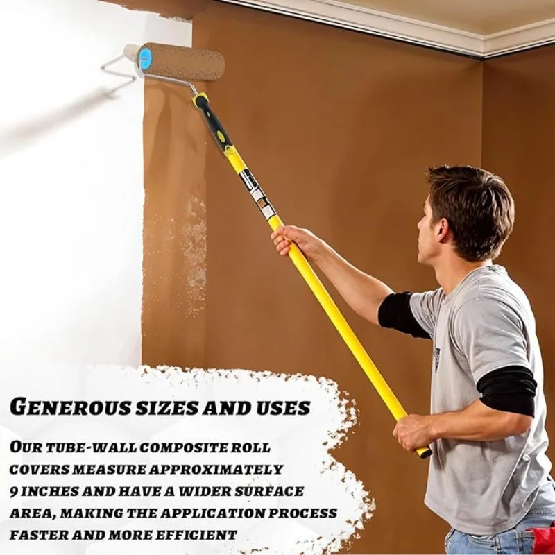 

9inch Plasterboard Composite Roller Paint Cover with Frame - Durable Paint Roller Set for Smooth Wall Finishing