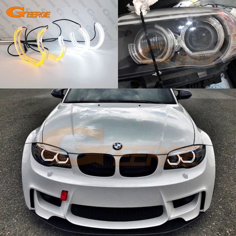 For BMW 1 Series E82 E88 E87 E81 2004 - 2010 2011 2012 Ultra Bright Crystal DTM M4 Style Led Angel Eyes Halo Rings Day Light