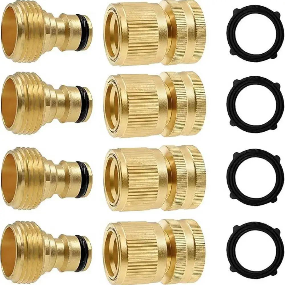 Heavy Duty Solid Brass Quick Connect Hose Coupling 3 4 GHT Thread Fitting For Outdoor Garden Irrigation Pipe Adapter