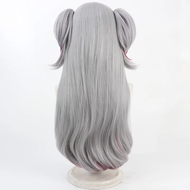 NIJISANJI Vtuber 젠더벤드 푸와 미나토 크로스드레싱 코스프레 가발, 탈부착 가능한 포니테일