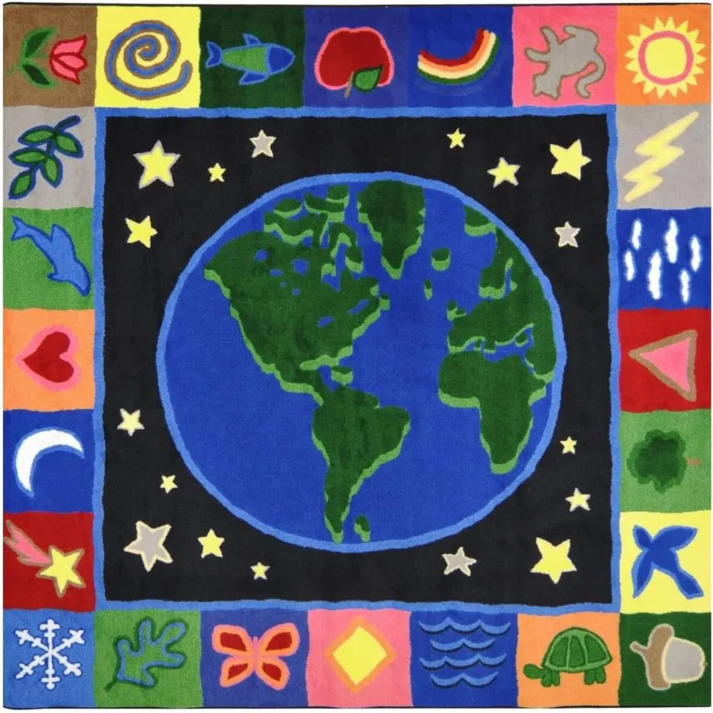 

Multicolored 7'7 Square Area Rug