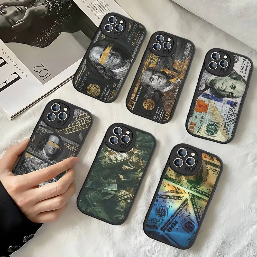 

Dollar Bill Illustration Graphic Leather Phone Case For IPhone 16 14 15 Pro Plus 13 12 11 Pro Max Silicone Cover