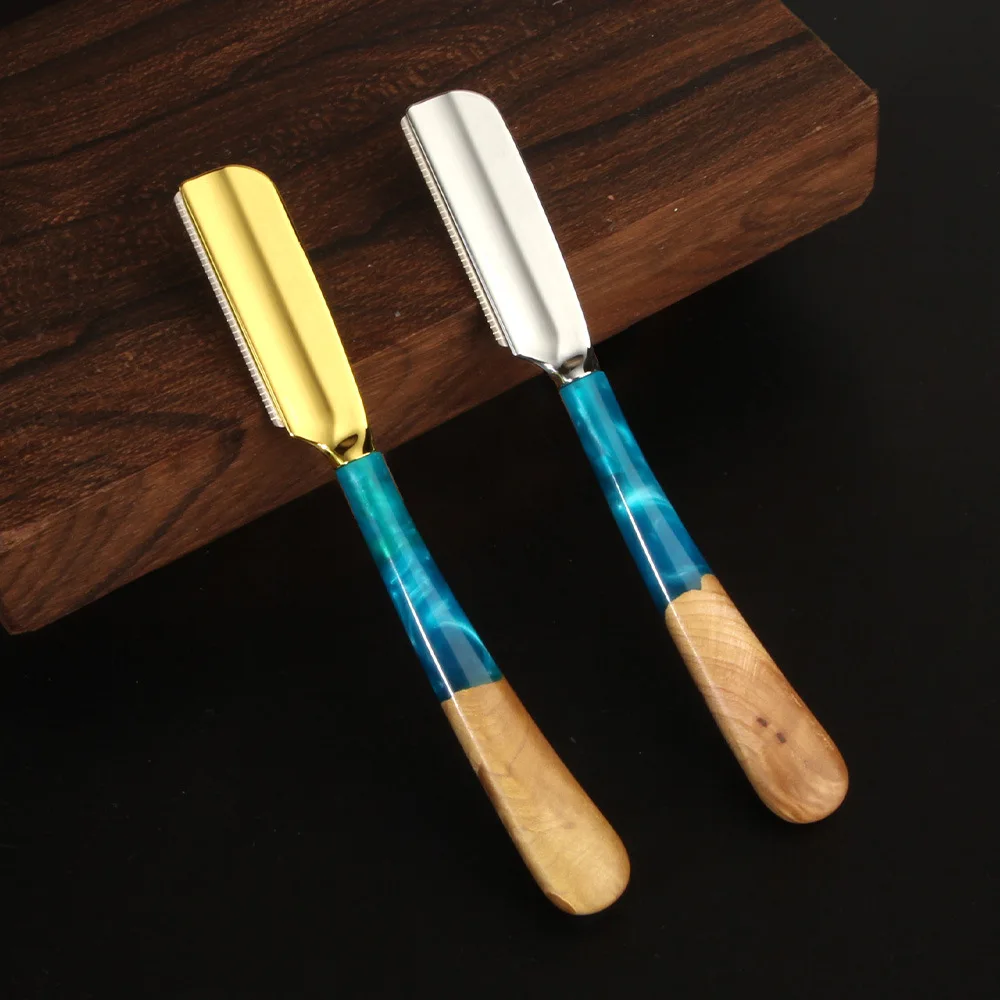 Maquinilla de afeitar recta Baber con mango de madera profesional, soporte para cuchillo de afeitar Manual de aleación de Zinc para Barba, herramientas de depilación de salón, 1 ud.
