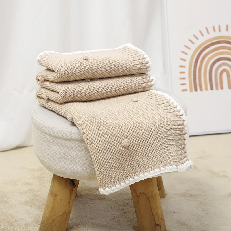 Infant Baby Blanket 90*70cm Srtoller Swaddling Super Soft Plaids Sleepsack Fashion Solid Dot Newborn Boy Girl Bedding Quilt Knit