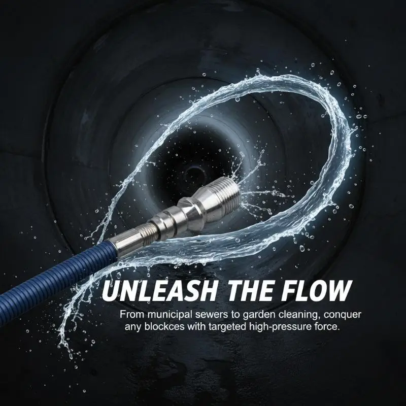Hot！Pressure Washer Rear Hole Cleaning Nozzle for Drain Sewer Pipes High Pressure Spray Attachment for Blockage Removal
