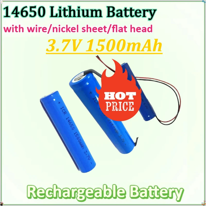 

For Dental Desktop Walkie Talkie Battery with Nickel Sheet New 2pcs 14650 3.7V 1500mAh Lithium Ion Li-ion Rechargeable Battery