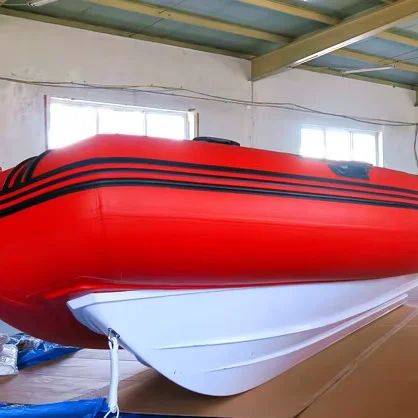CE Factory Price 4.2meters Deep V Fiberglass Bottom Inflatable Fishing Boat With Outboard Engine