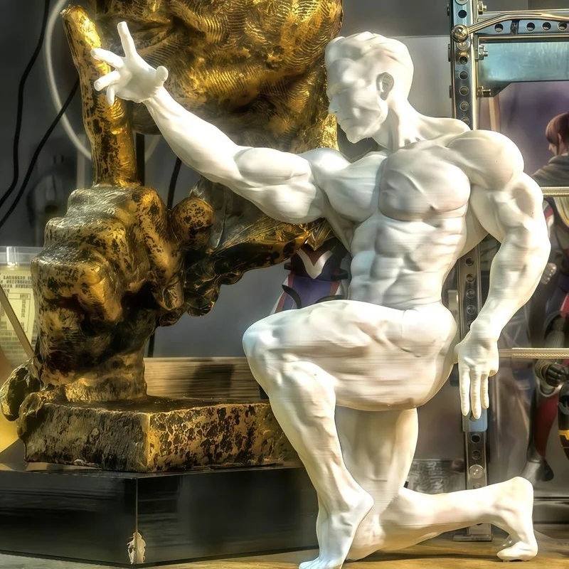 Generic Muscle Man Statue 16Cm With Base Resin Fitness Figurine Desktop Decor Ornament For Home Office Display