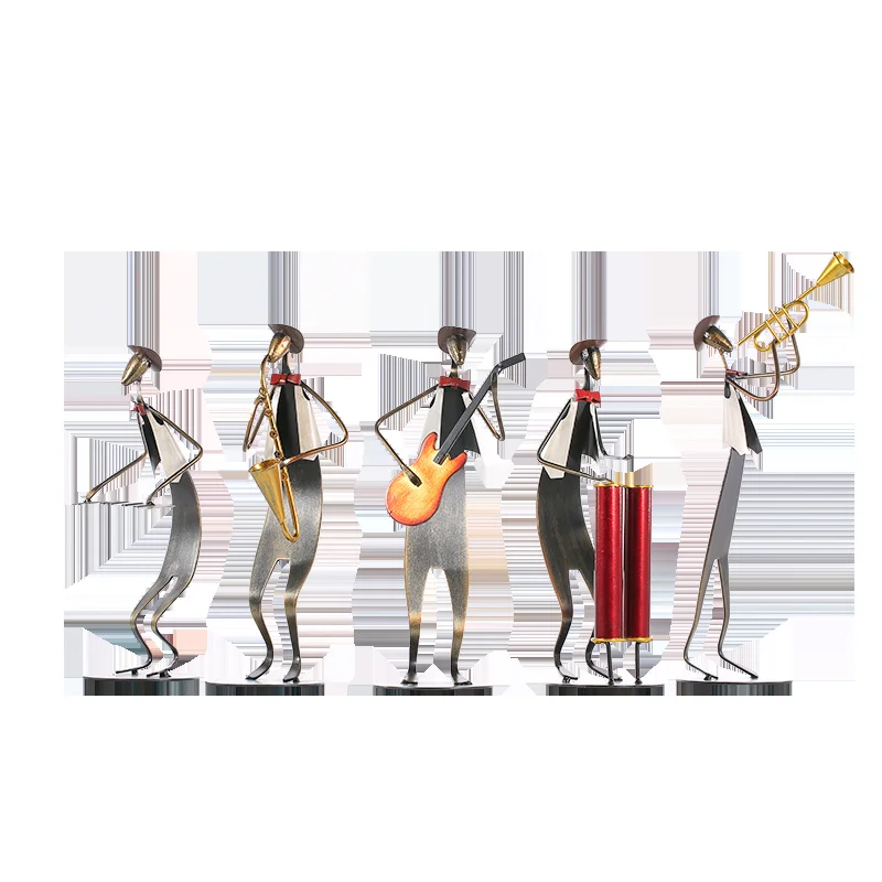 Iron Fashion Cowboy Band Ornament Abstract Rock Band Figurine Home Furnishings Modern Decor Gifts Office Desk Decoration Items