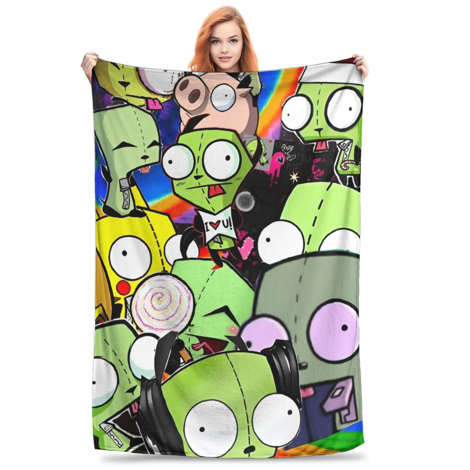 Invader Zim Gir Dib Robot Blankets Coral Fleece Plush All Season   Multifunction Super Warm Throw Blanket for Bed Car Rug Piece