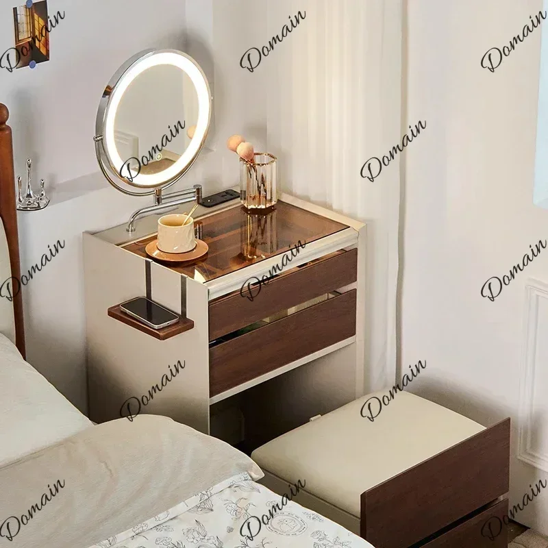 SZ Small Corner Vanity Table Bedside Bedroom Makeup Mirror Modern Dressing Table Drawers Chair Mesa De Maquillaje Home Furniture