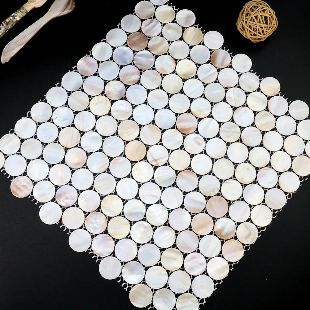 Mosaico de concha Natural de nácar para cocina, papel de empapelar de azulejos contra salpicaduras, Fondo de baño, azulejos de decoración de pared para ducha, pegatinas, alfombrillas