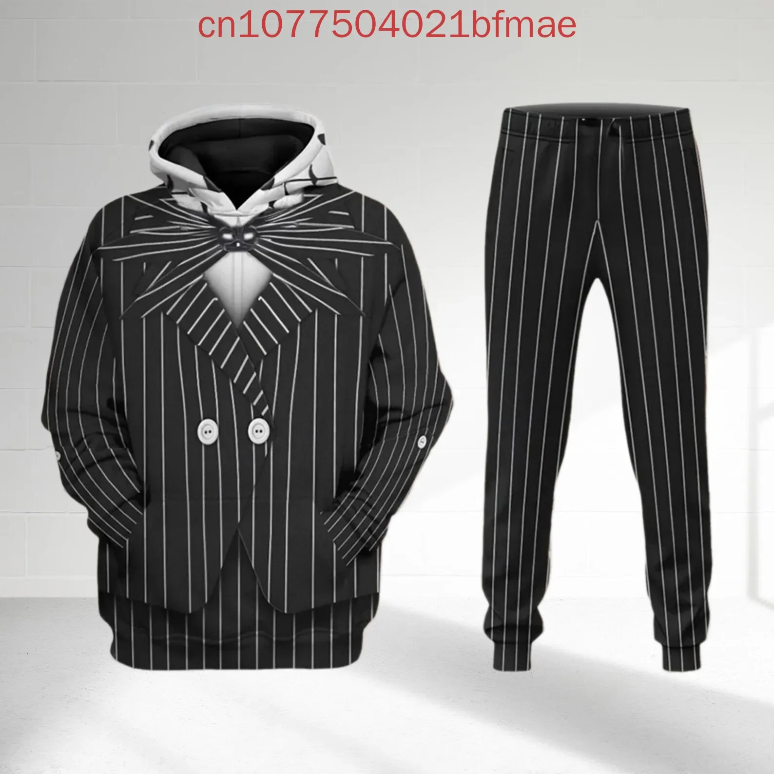 ديزني الكابوس قبل عيد الميلاد زي تأثيري 3D هوديي جاك Skellington زي هوديي وسراويل عداء ببطء مجموعات #5