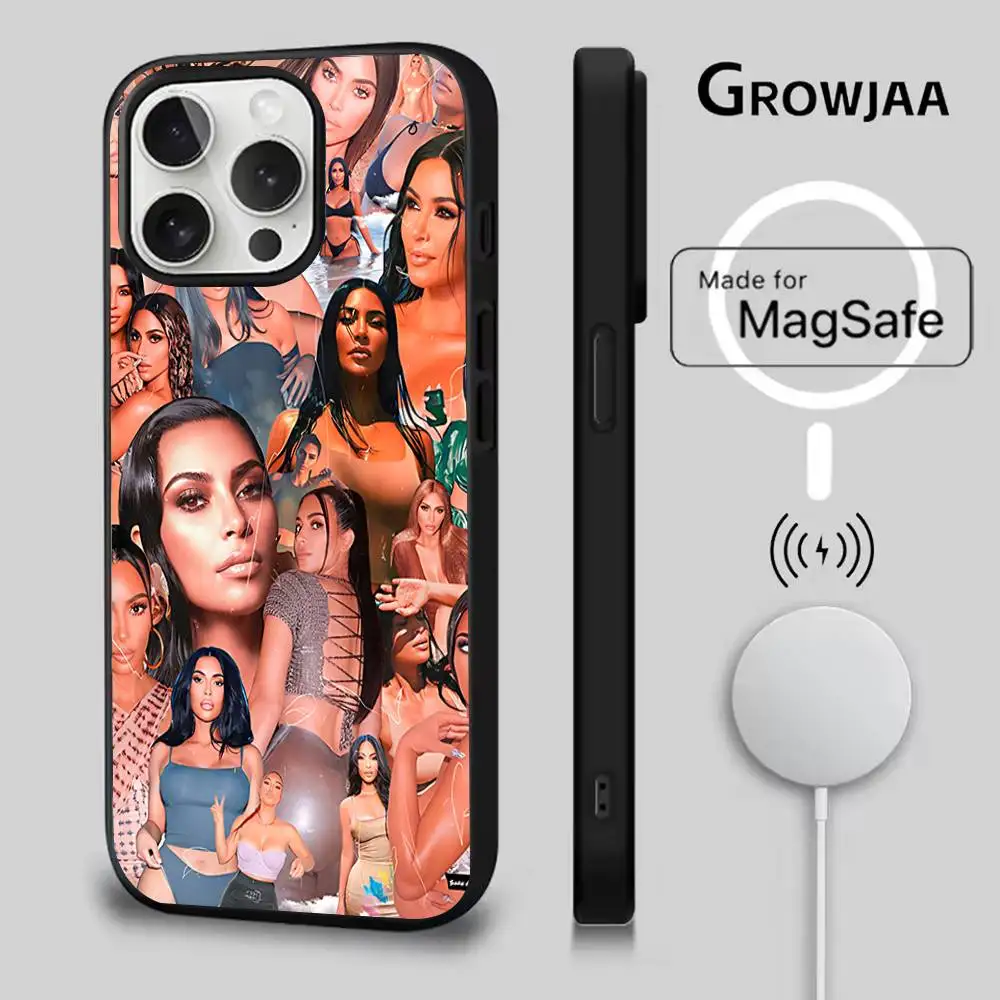 K-Kim K-Kardashians Capa de telefone engraçada para iPhone 17,16,15,14,13,12,11,Pro,Max,Plus,Mini,SE4,E Carregamento sem fio magnético Magsafe