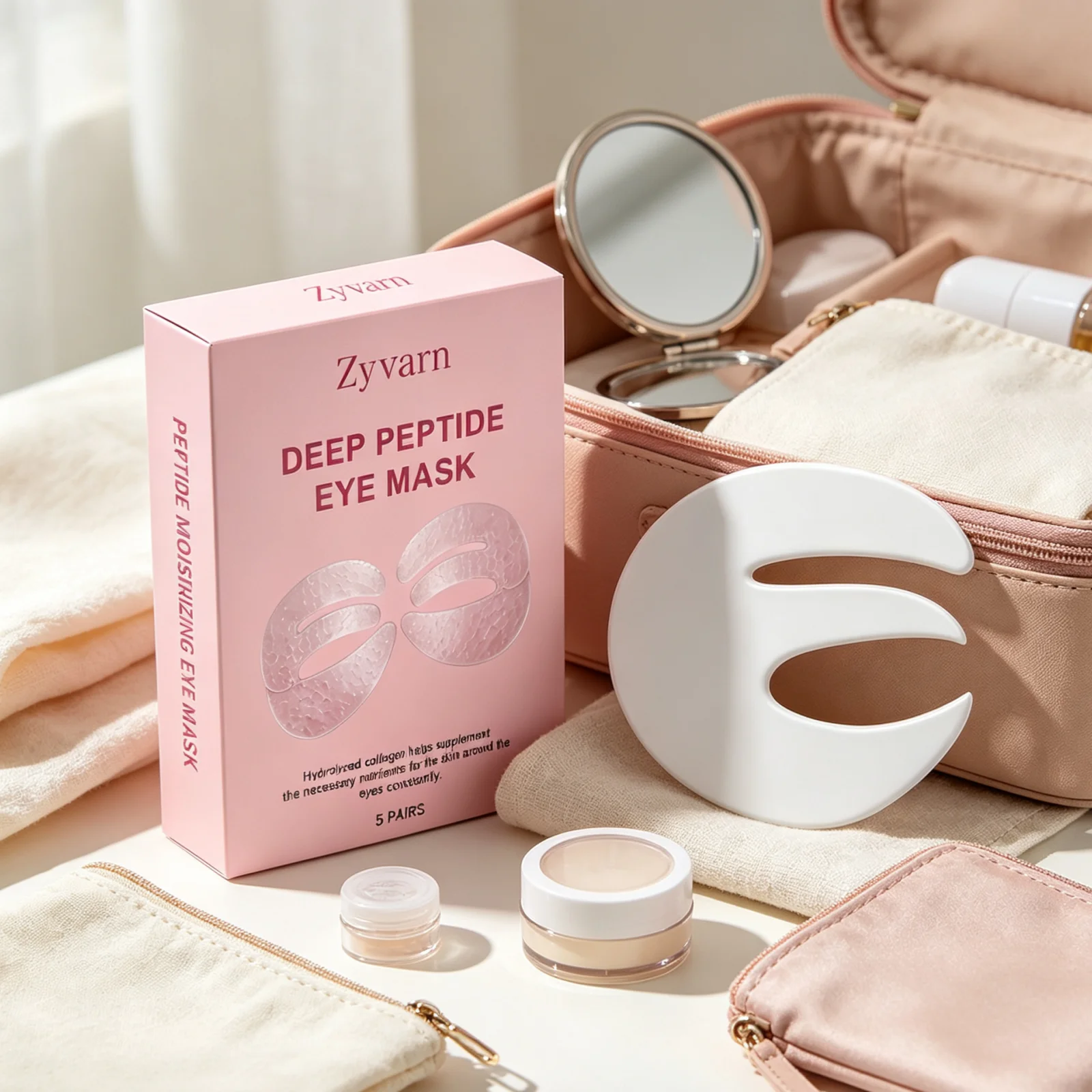 Zyvarn Copper Peptide Eye Mask Under Eye Puffiness Treatment Anti Wrinkle Reduction Rejuvenate Hydrolyzed Collagen Eye Patches