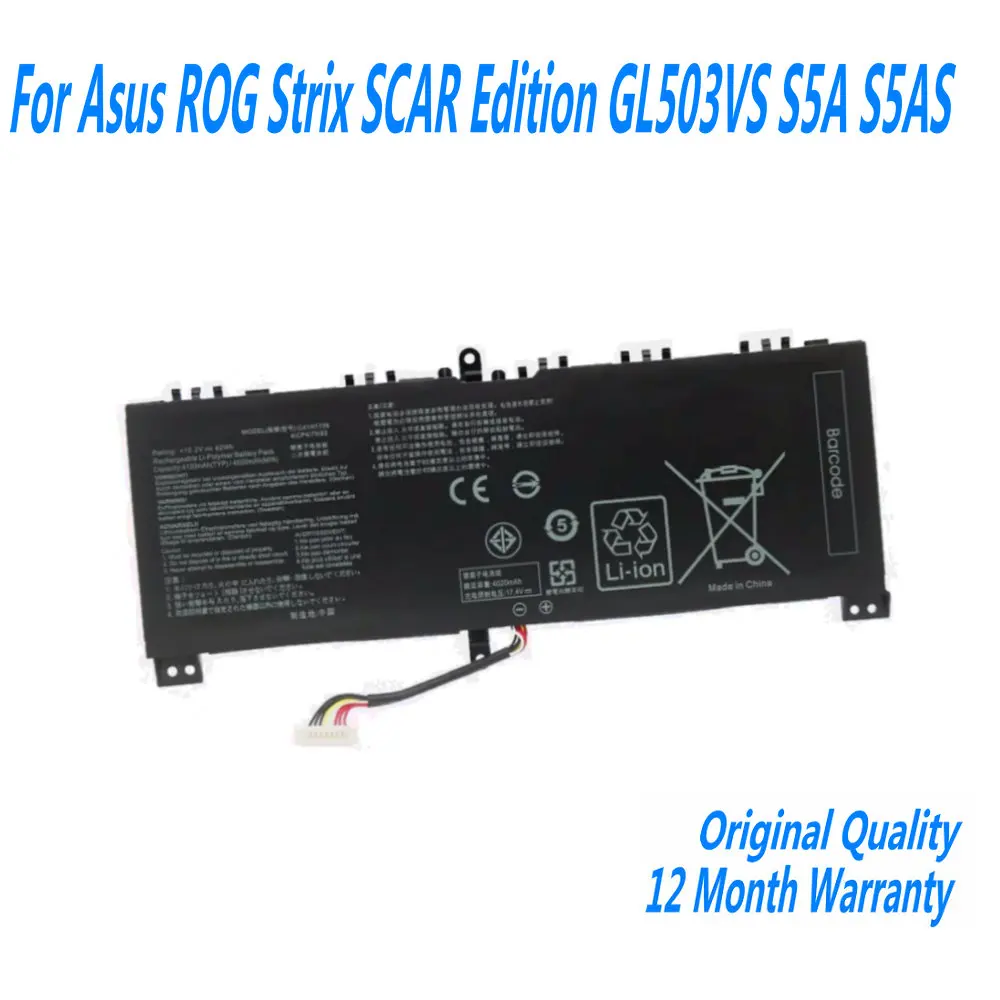 

15.2V 62WH C41N1709 Laptop Battery For Asus ROG Strix SCAR Edition GL503VS S5A S5AS 0B200-02730000 0B200-02730300