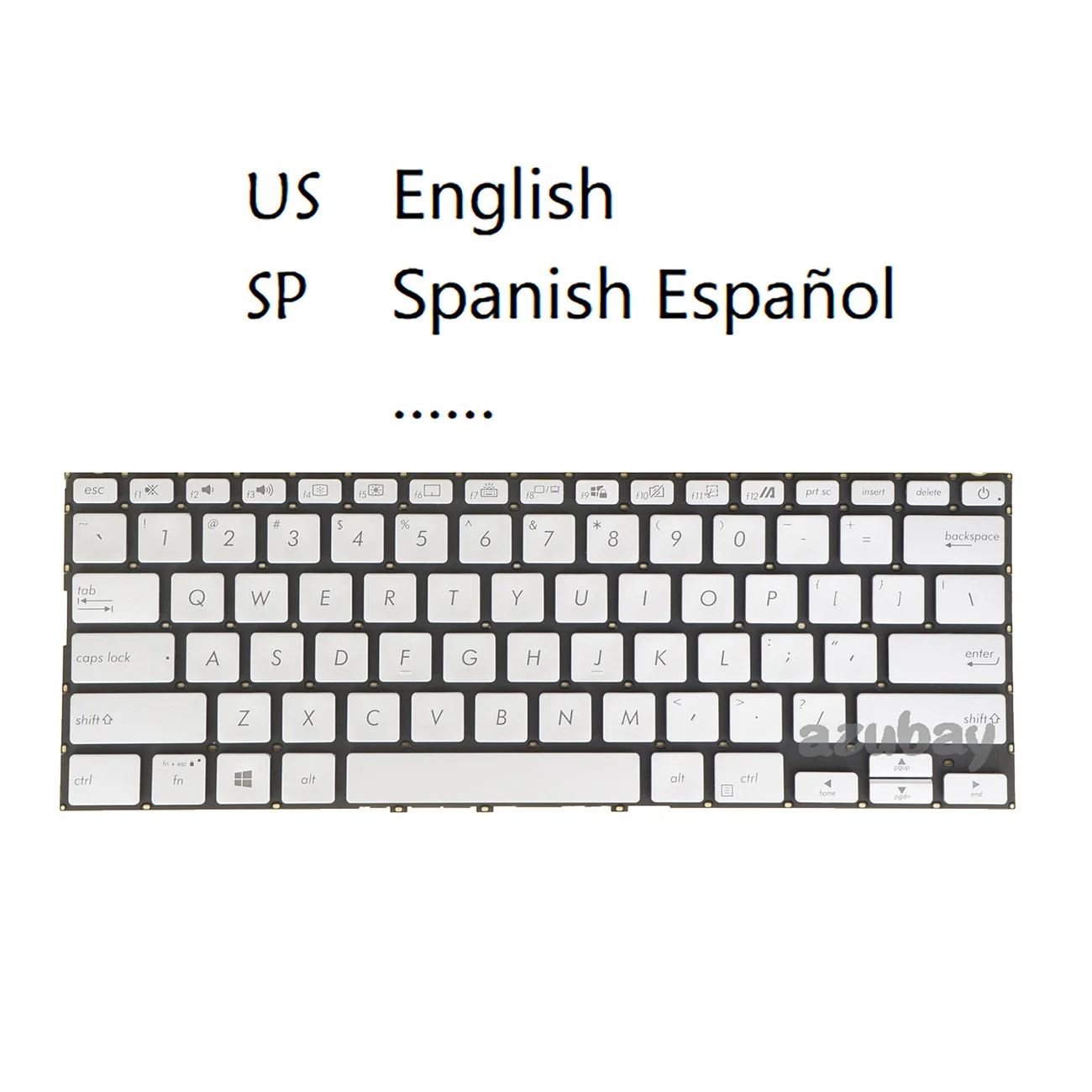 

Американская испанская клавиатура для Asus Vivobook S432FA S432FL X432FA X432FL XKQ 0KNB0-262RSP00 0KNB0-262RUS00 NSK-WR8BQ, с подсветкой, серебристая