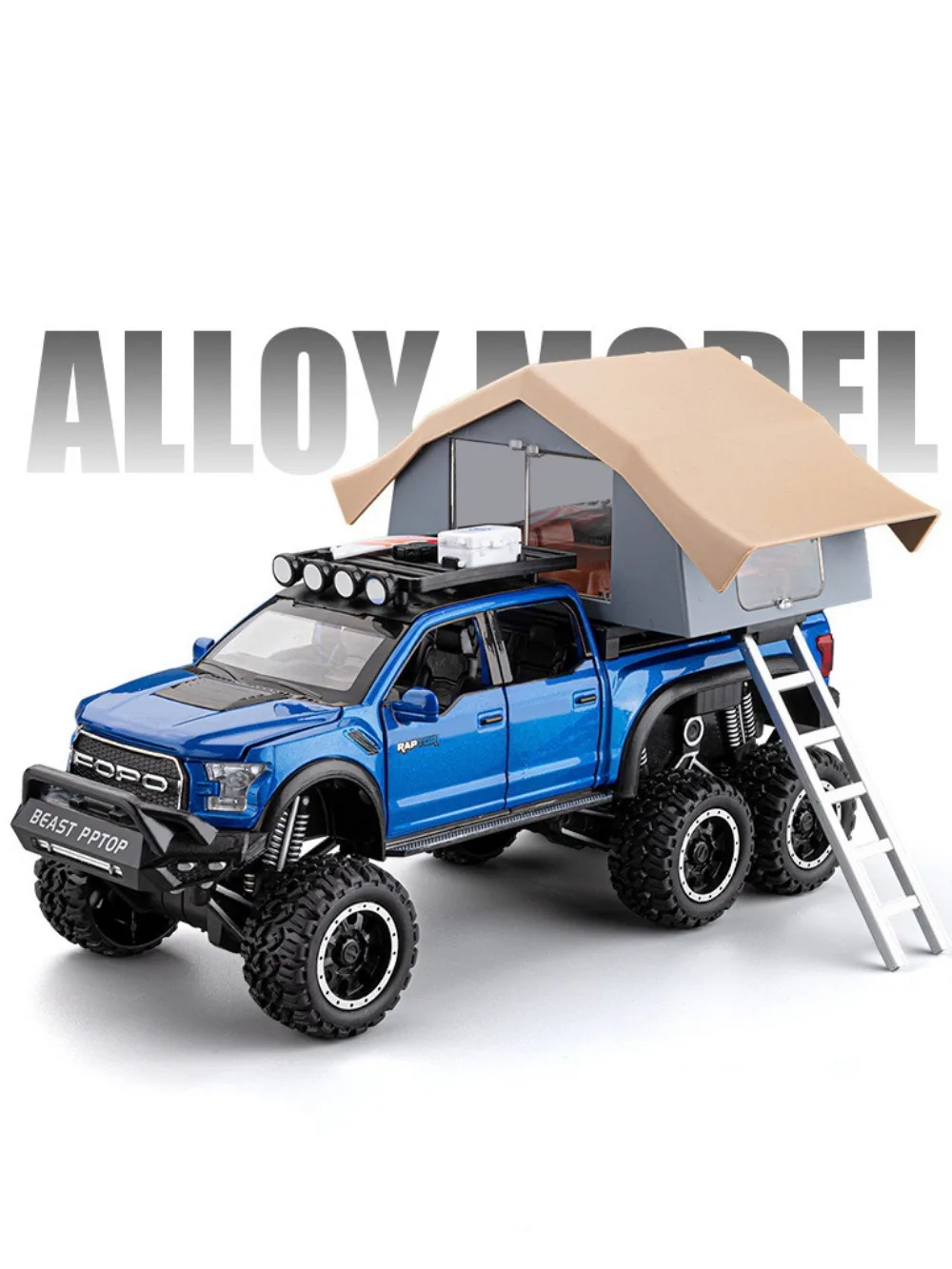 1/24 F150 Raptor Model Cars Toy Die Cast Alloy RV 6 Door Cab Be Opened Sound Light Pull Back Camping Vehicle Gifts for Boys