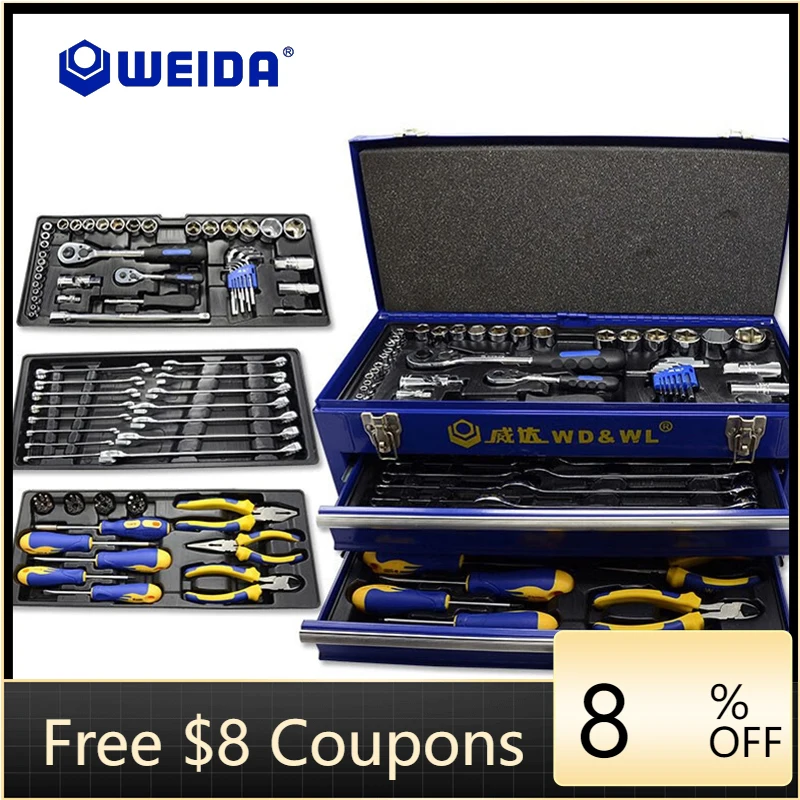 

ZAIQU 90 Pcs Tool Kit with Socket Wrench Tool Set in Iron Metal Box for Car Repairing Mechanical Hand Tool Set
