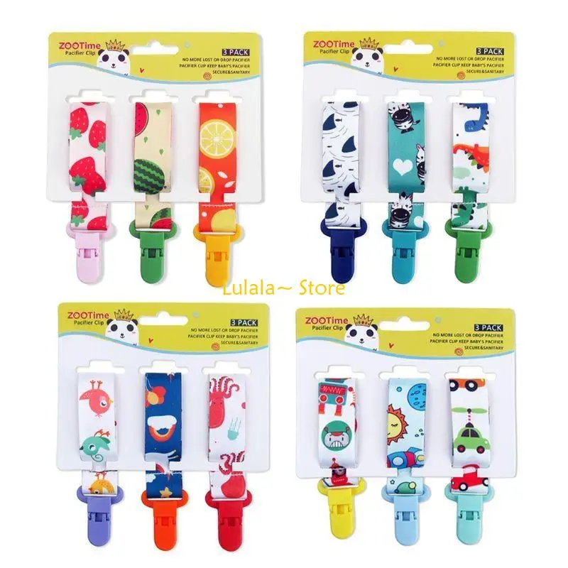 Y4QA 3x Pacifier Clip Holder Teething for Baby Girls Shower Gift for Boy and Girl Rope for Christmas Birthday