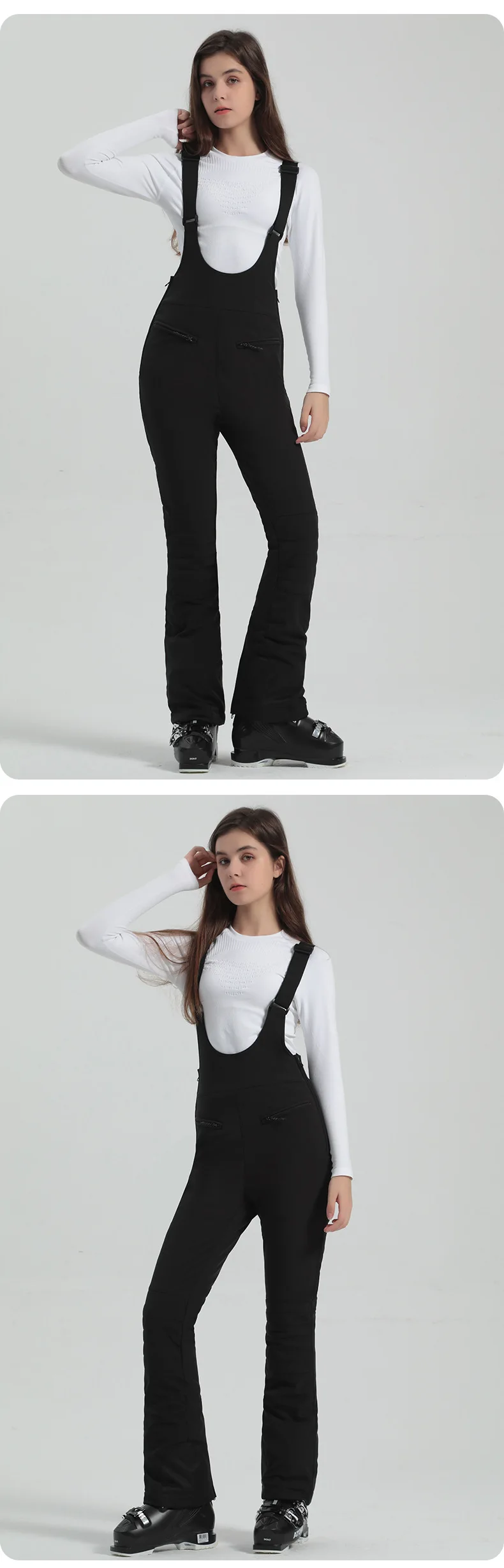 2024 Gsou Schnee Winter Skihose Frauen Snowboard Riemen Hose hohe Taille elastisch wind dicht wasserdicht verdicken Thermal für den Außenbereich – Detail 7