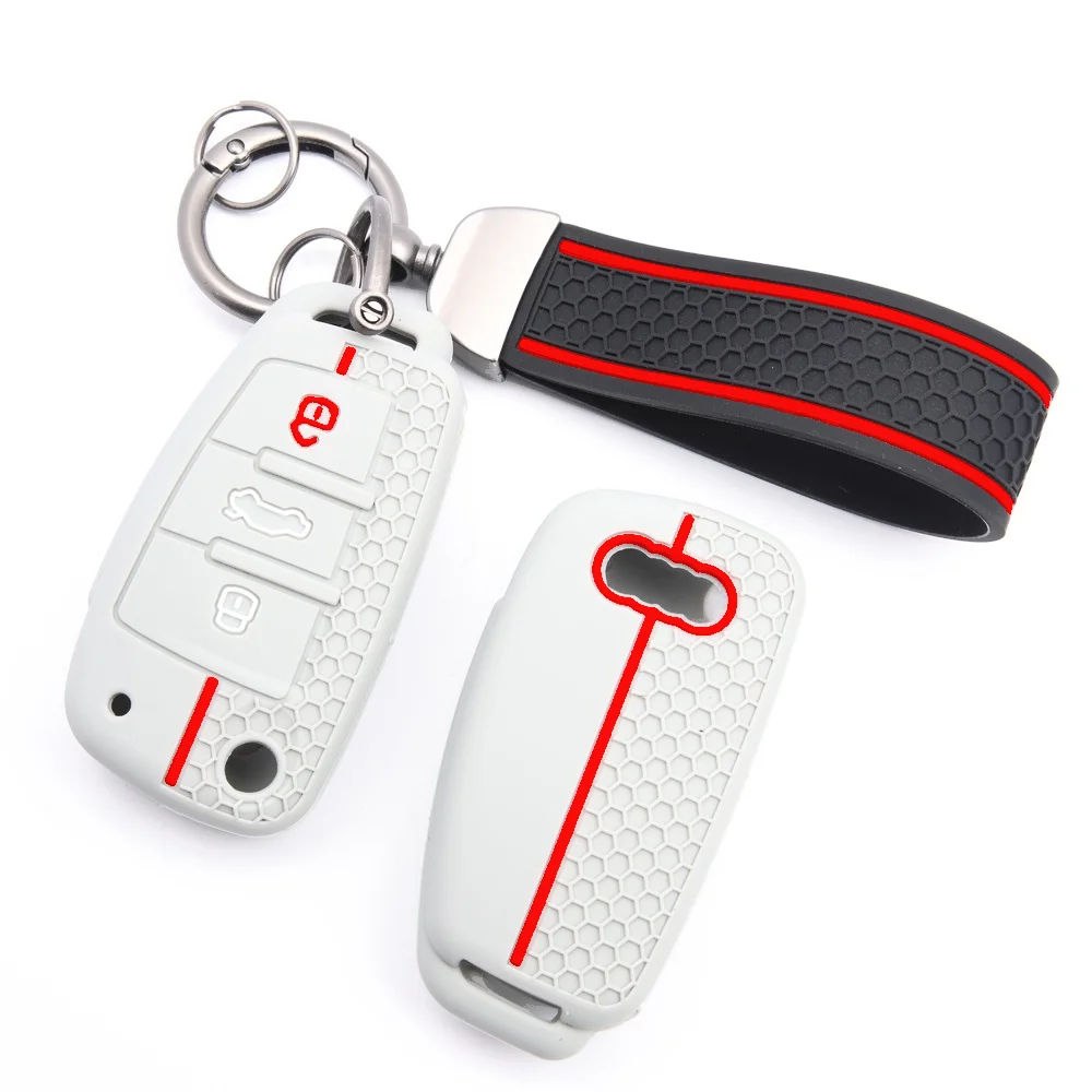 Silicone Key Cover With Chain For Audi A3 A4 A5 A6 Q5 Q7 A1 A8 Q3 TT Secure Grip Comfortable Soft Touch Precise Fit Stylish