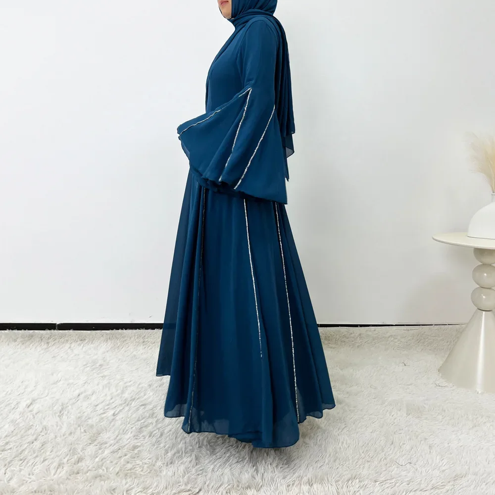 Chiffon Abayas for Women Muslim Hijab Dress Elegant Dubai Kaftan Turkey Caftan Arab Robe Islam Jalabiya Femme Musulmane Vestidos