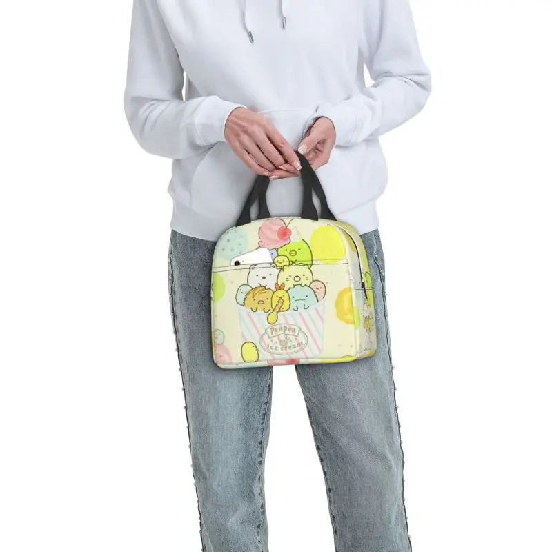 Sumikko Gurashi Cartoon Insulated Lunch Tote Bag for Women Japanese Anime Game    Resuable Thermal Cooler Food Lunch Box School