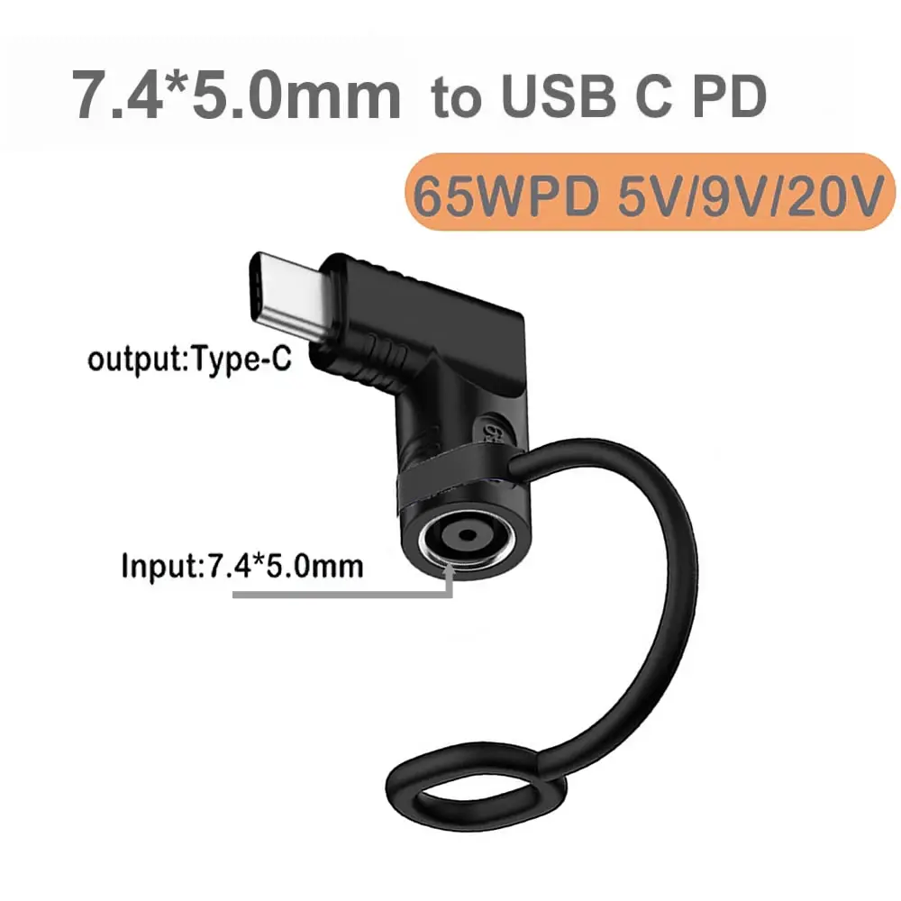 For HP/DELL 7.4x5.0mm DC Power Jack to USB-C PD Adapter Converter PD 65W / 100W Fast Charger For Samsung Macbook Type C Phone