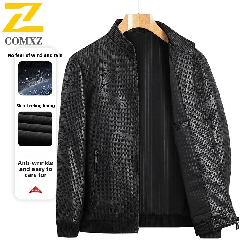 Male Fashion Baseball Leather Jacket Streetwear Men Outerwear Leather Coat 2025 New Men Stand Collar Club Motorcycle PU Jacket