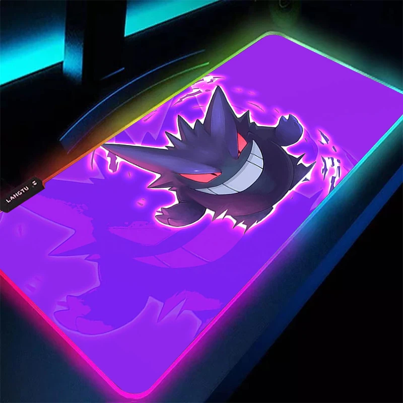 

RGB Large Mouse Pad Pokemon Gengar 90x40cm Gamer Keyboard LED Mousepad Computer Desk Mat Gaming Pad Backlight Mouse Mats For LOL